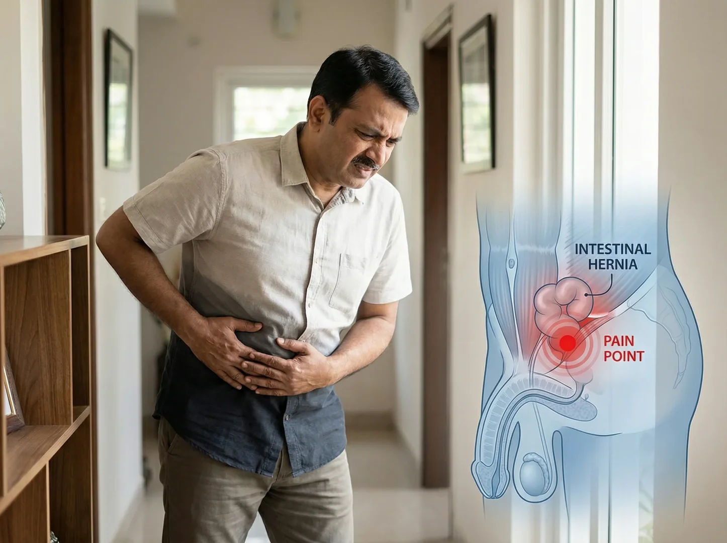 Inguinal hernia – groin